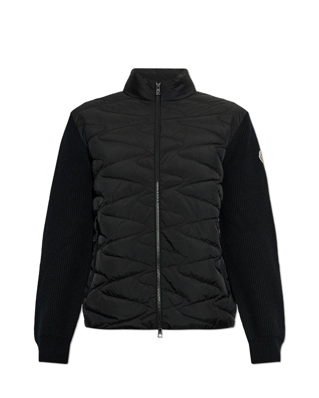 Moncler Black Cardigan With Quilted Front for men