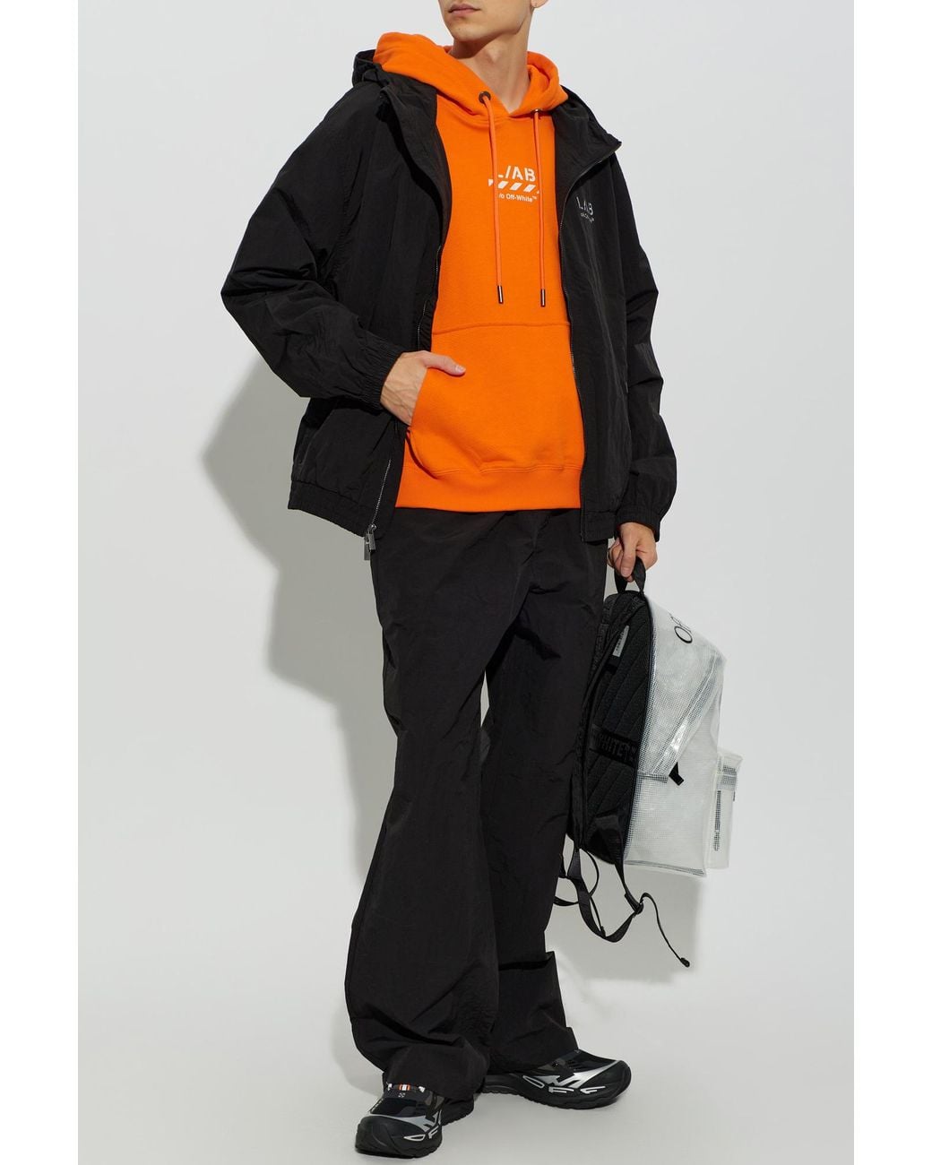 LAB C.O. OFF WHITE Orange Hoodie With A Hood for men