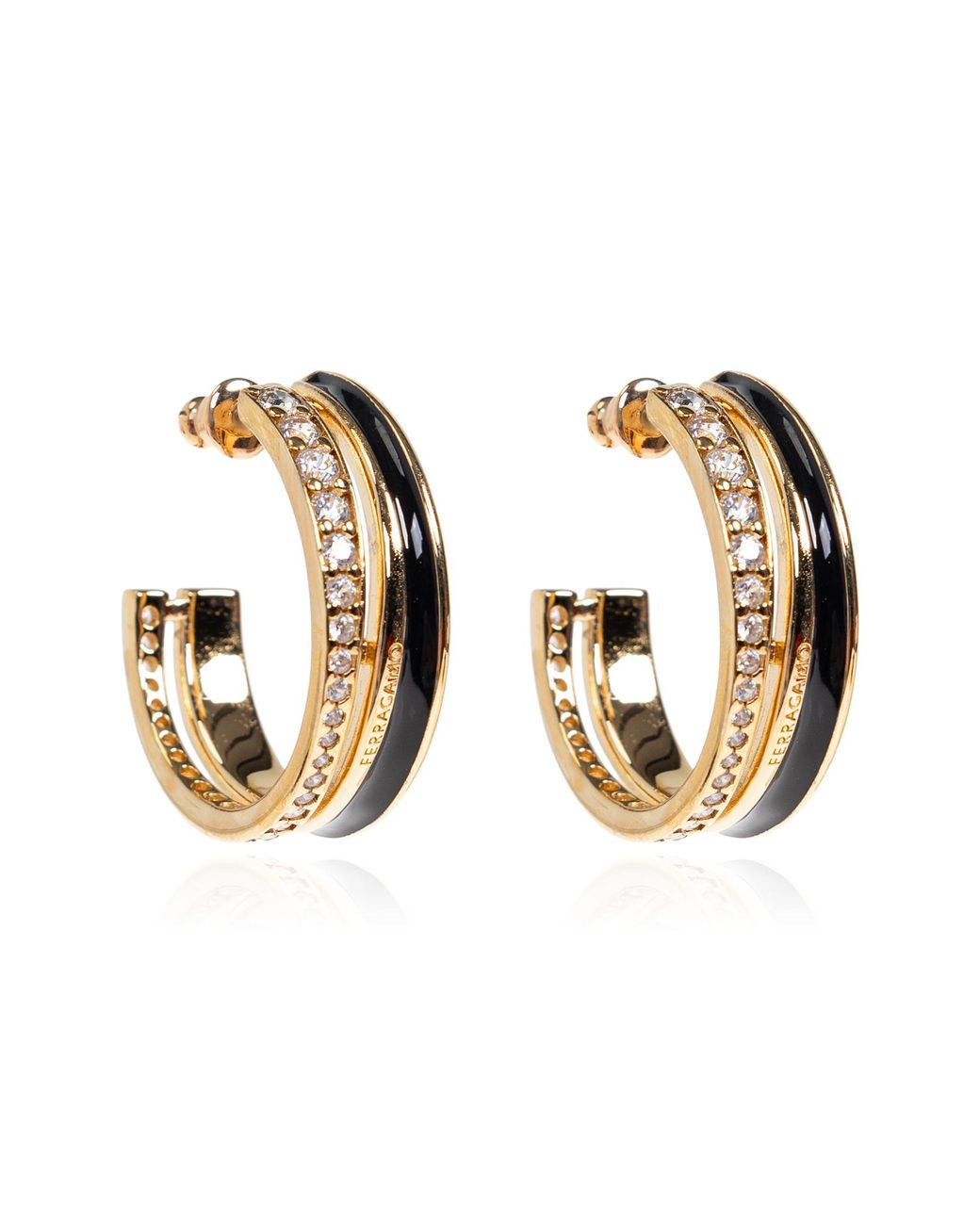 Ferragamo Brown Earrings With Shimmering Crystals