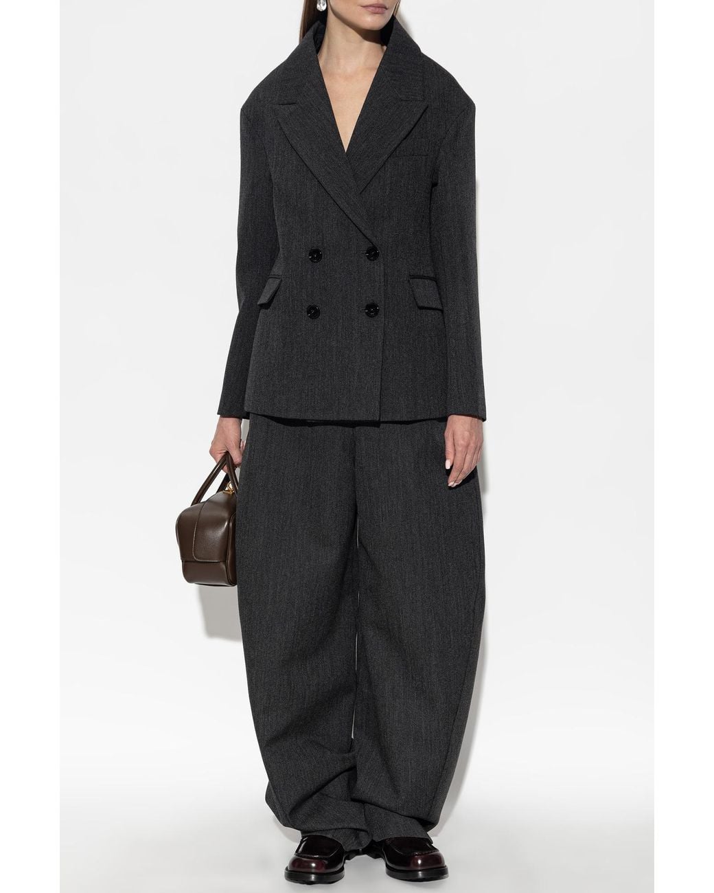 Balenciaga Black Wide-Leg Wool Trousers