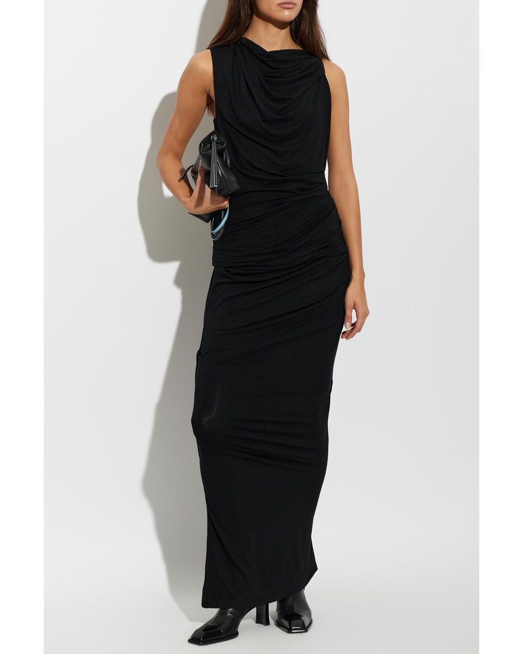 Entire studios Black Long Skirt With Draping