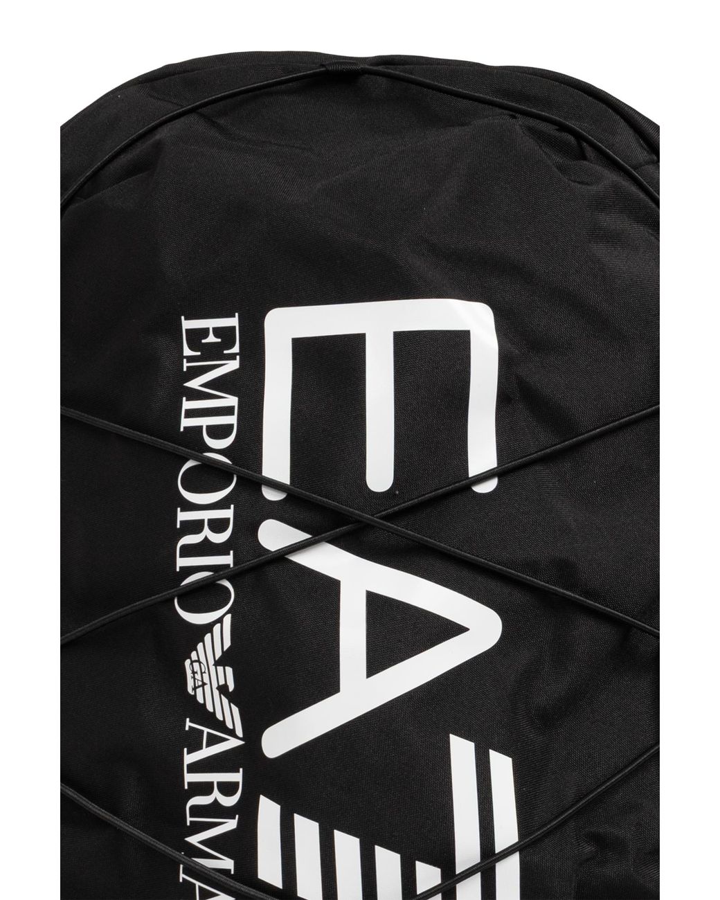 EA7 Black Backpack With Printed Logo