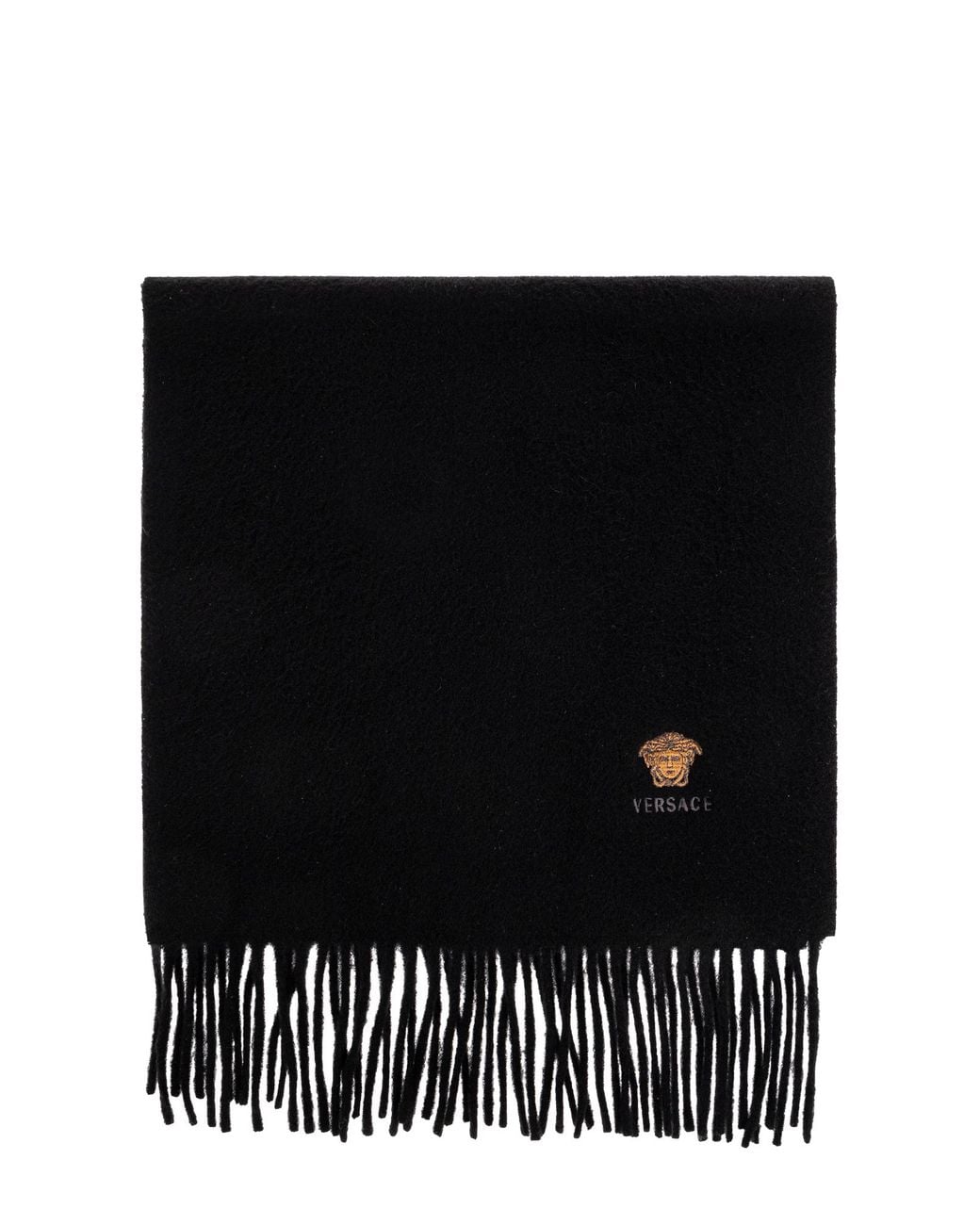 Versace Black Cashmere Scarf With Logo for men