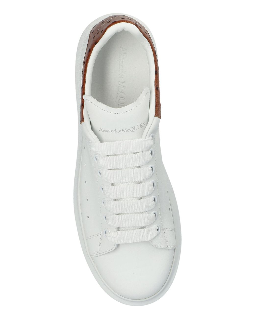 McQueen White Leather Sports Shoes With Logo for men