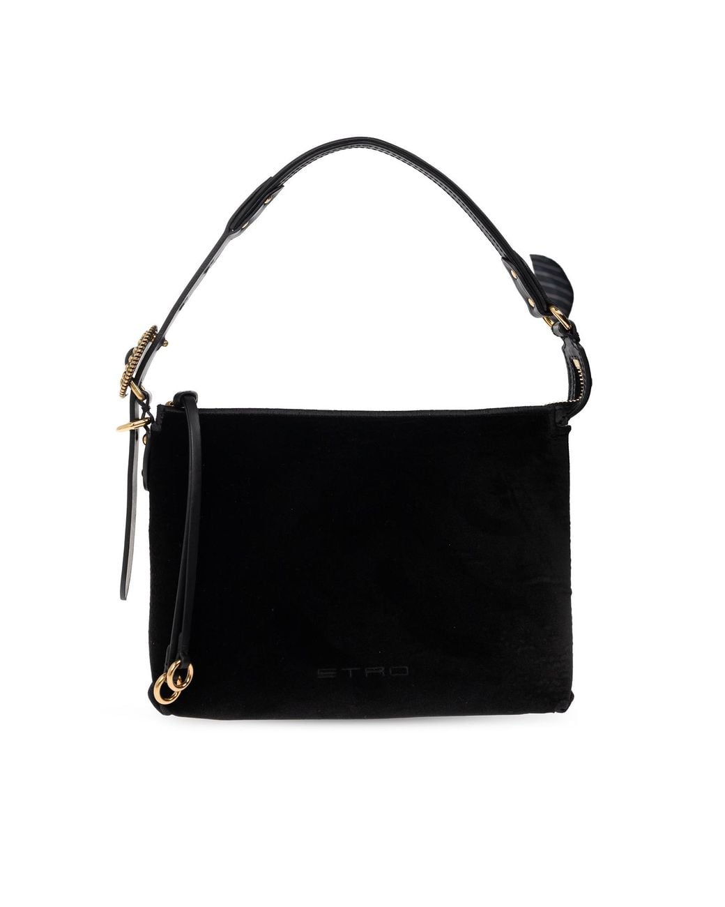 Etro Black Velvet Shoulder Bag 'Hobo Small'