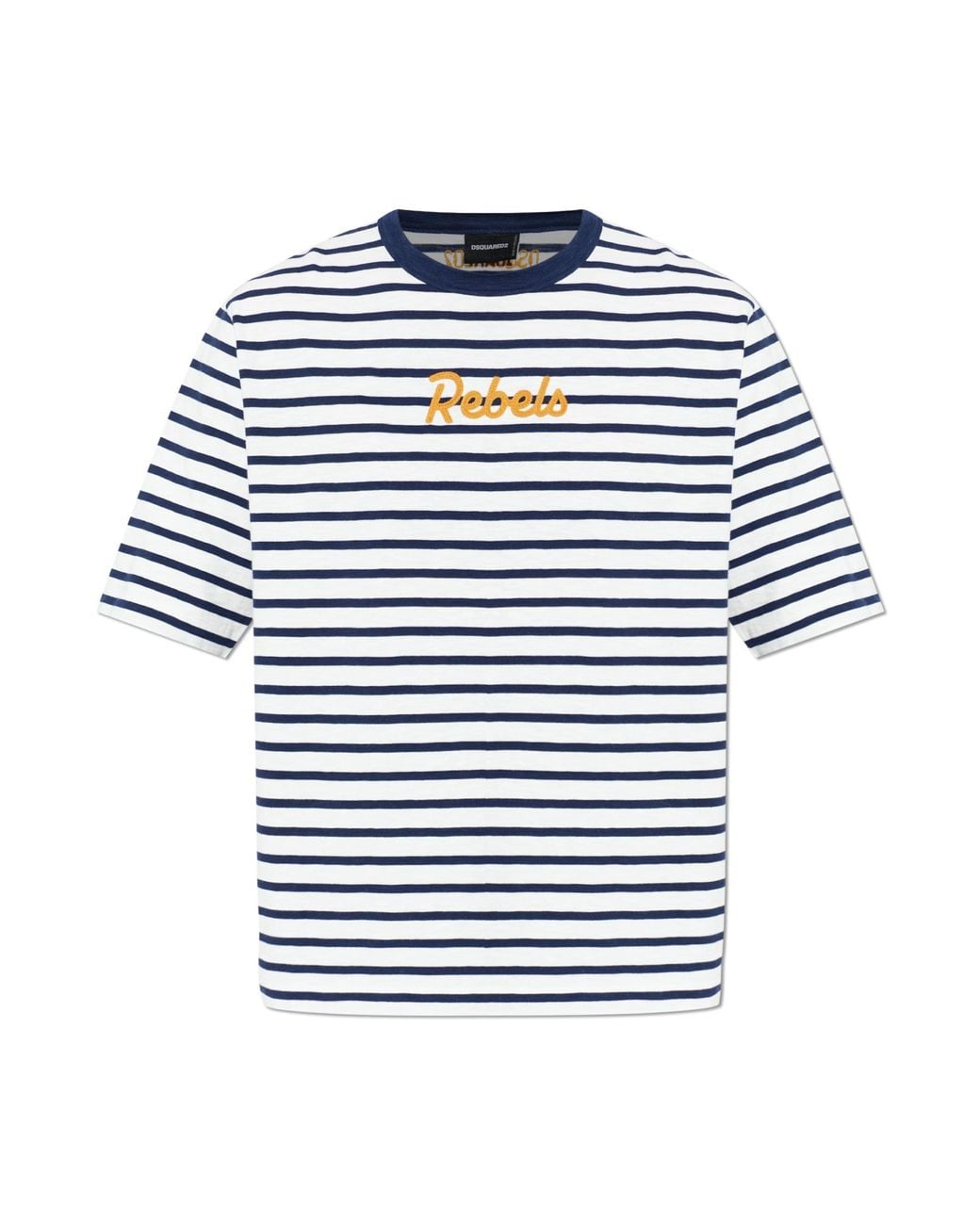 DSquared² Blue T-Shirt With A Striped Pattern for men