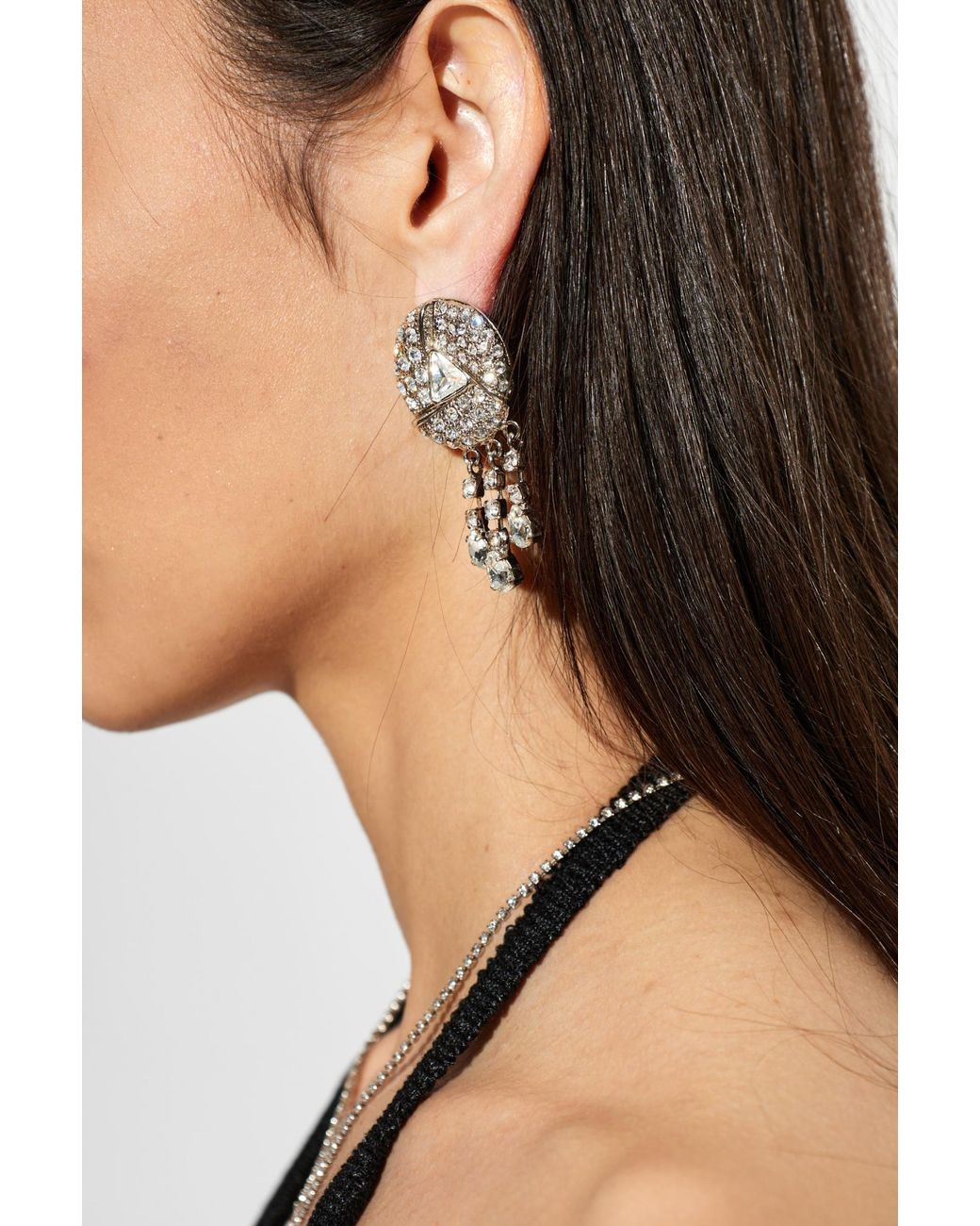Alessandra Rich Metallic Clip-On Earrings With Crystals