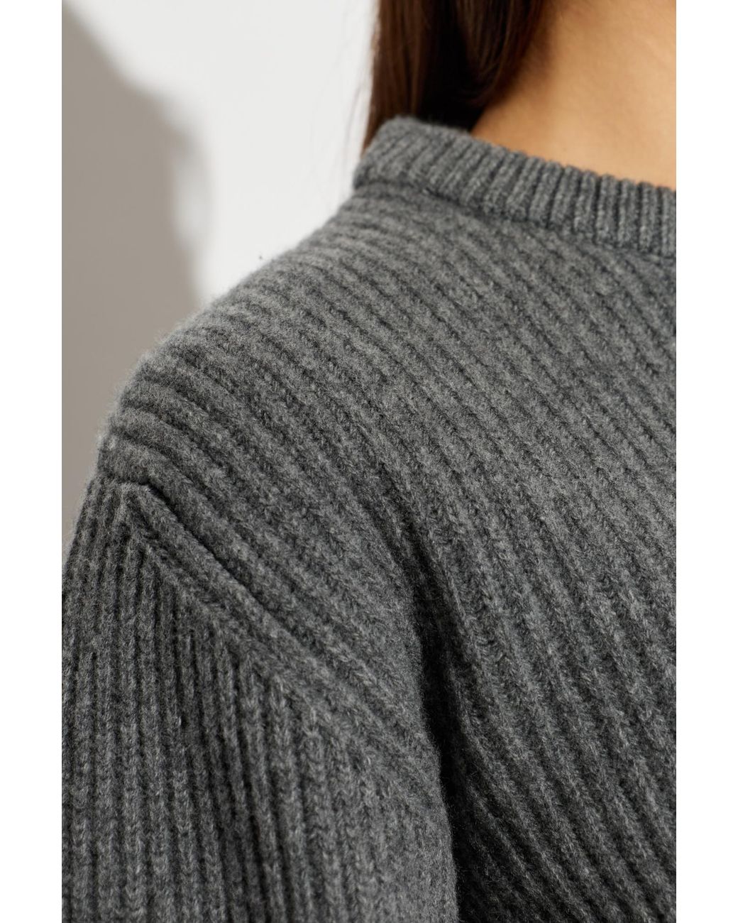 Jil Sander Gray Wool Sweater With A Crew Neck
