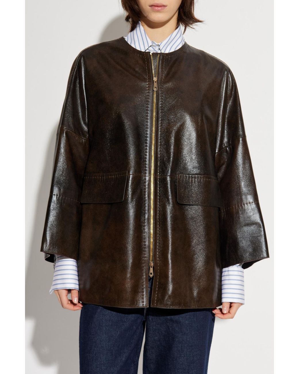 Max Mara Black Leather Jacket 'Gambero'