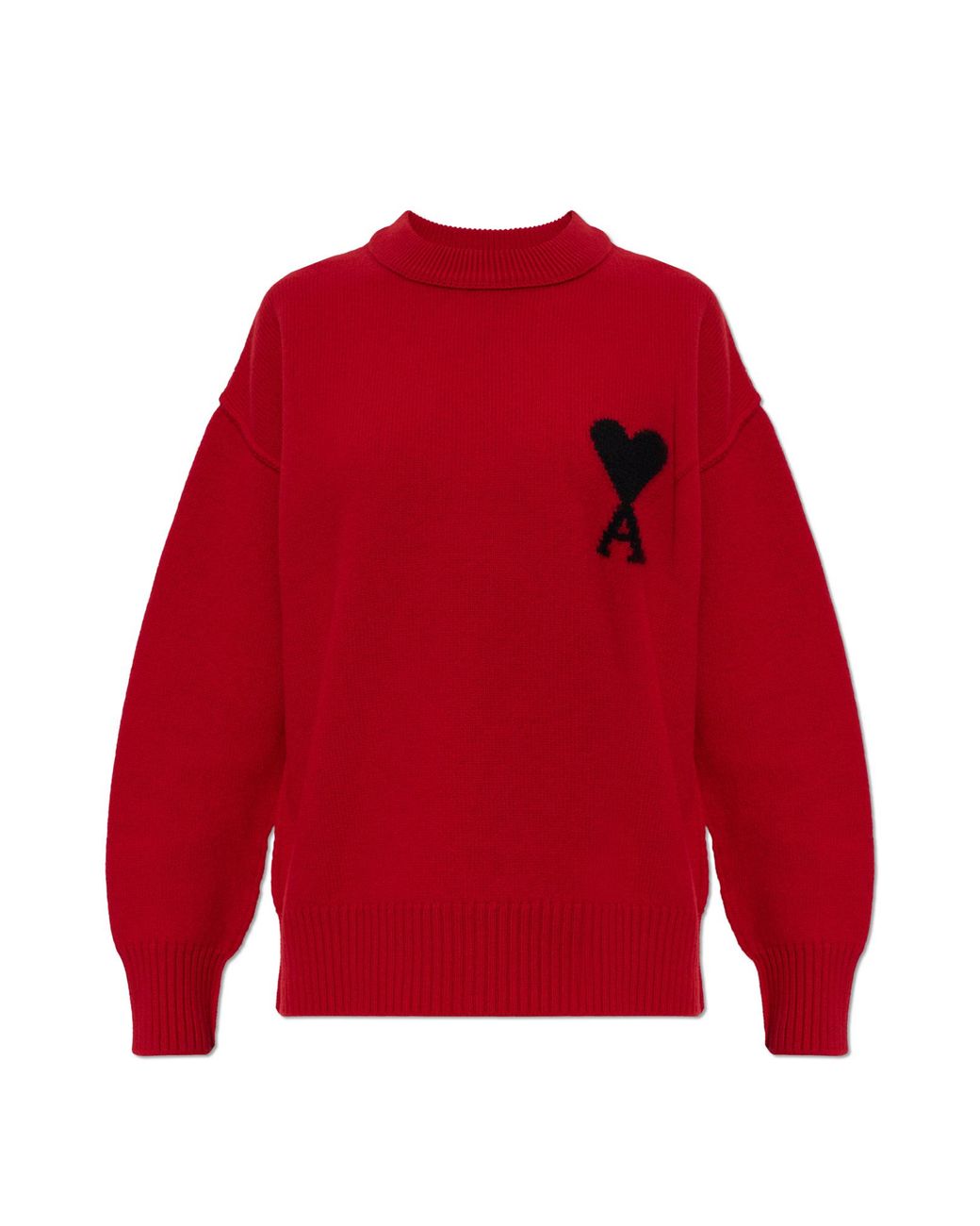 AMI Red Wool Sweater With A Crew Neck