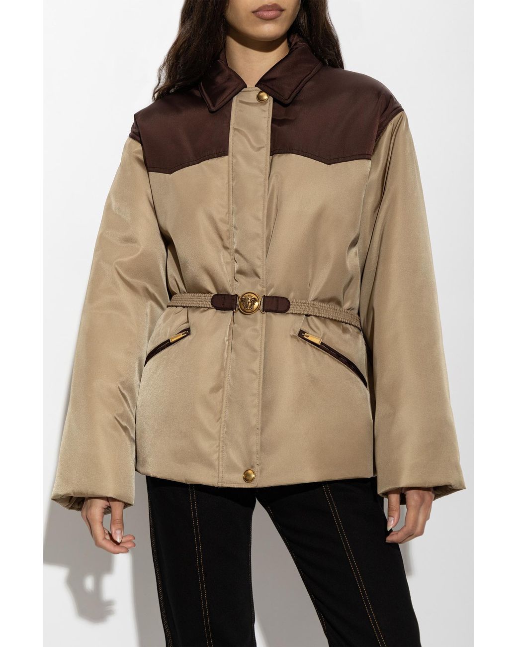 Versace Natural Insulated Belted Jacket