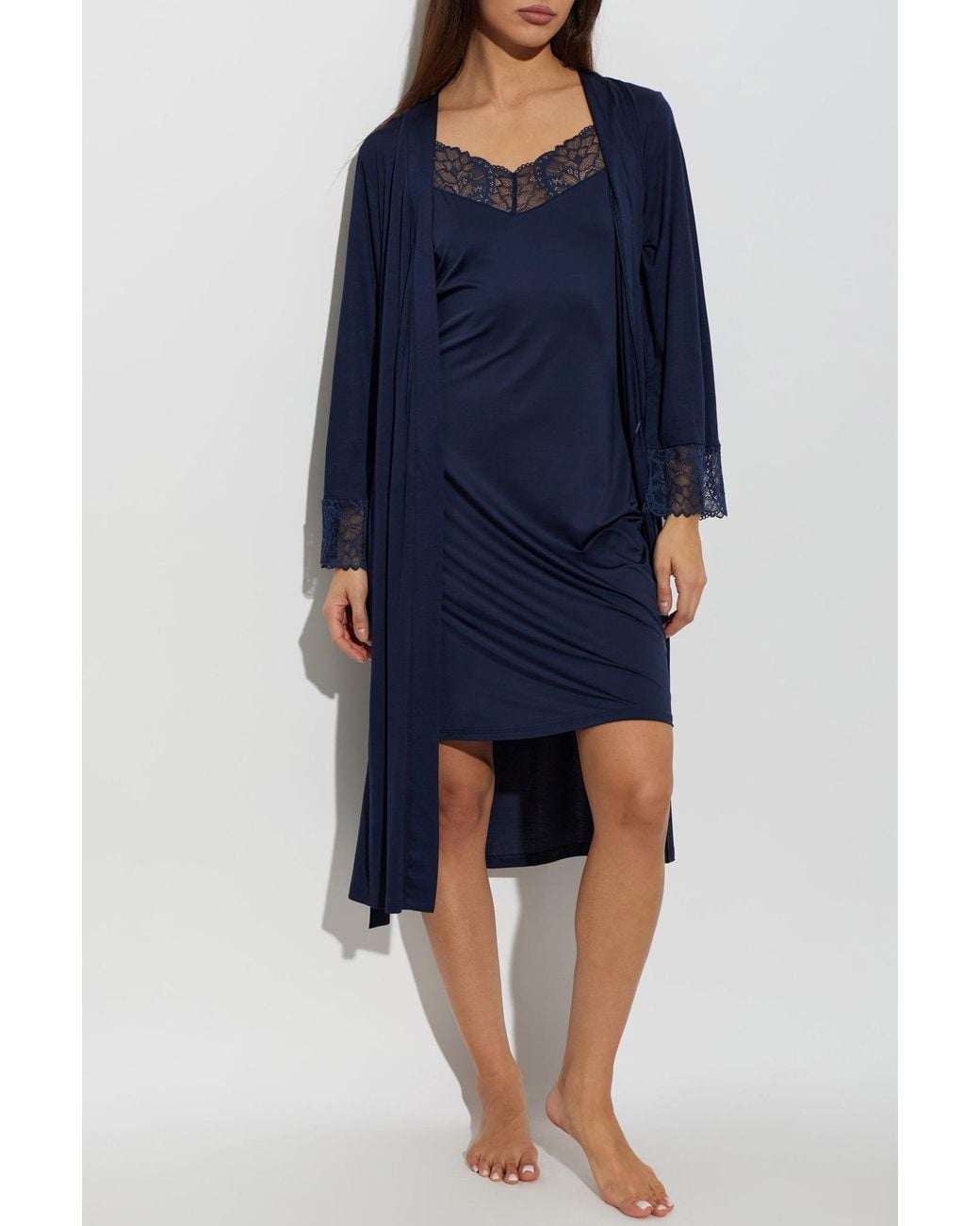Hanro Blue 'Azelia' Dressing Gown