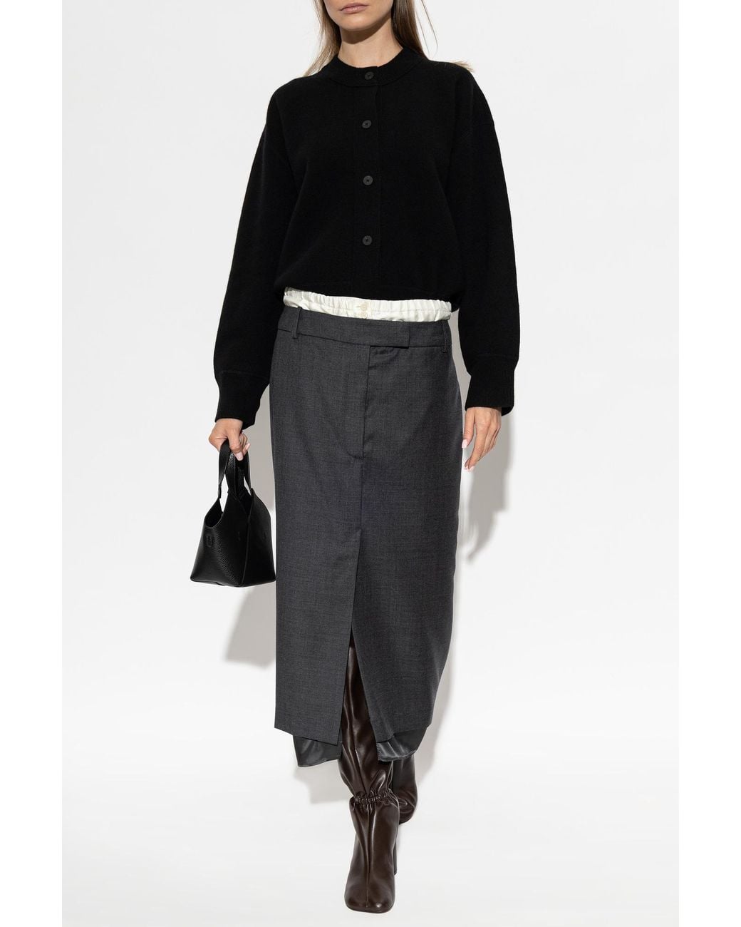Studio Nicholson Black Wool Cardigan 'Arvine'