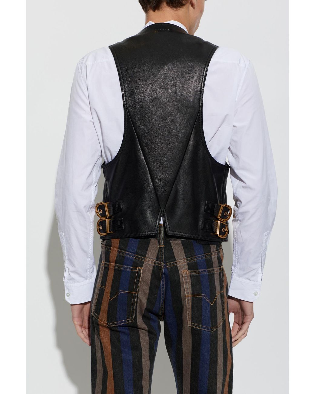 Versace Black Leather Vest for men