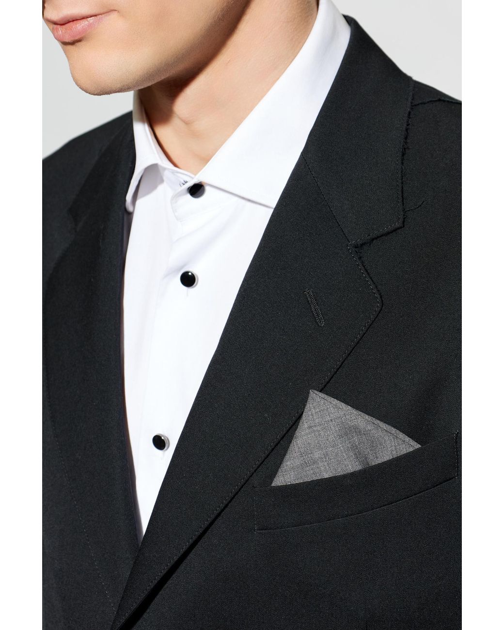 Emporio Armani Gray Wool Pocket Square for men