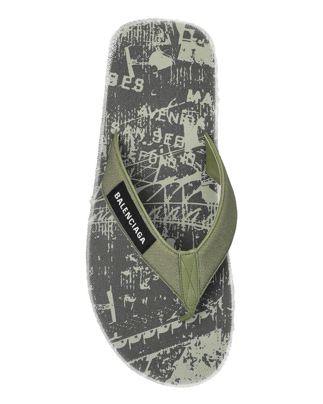 Balenciaga Green Flip-Flops With Logo for men
