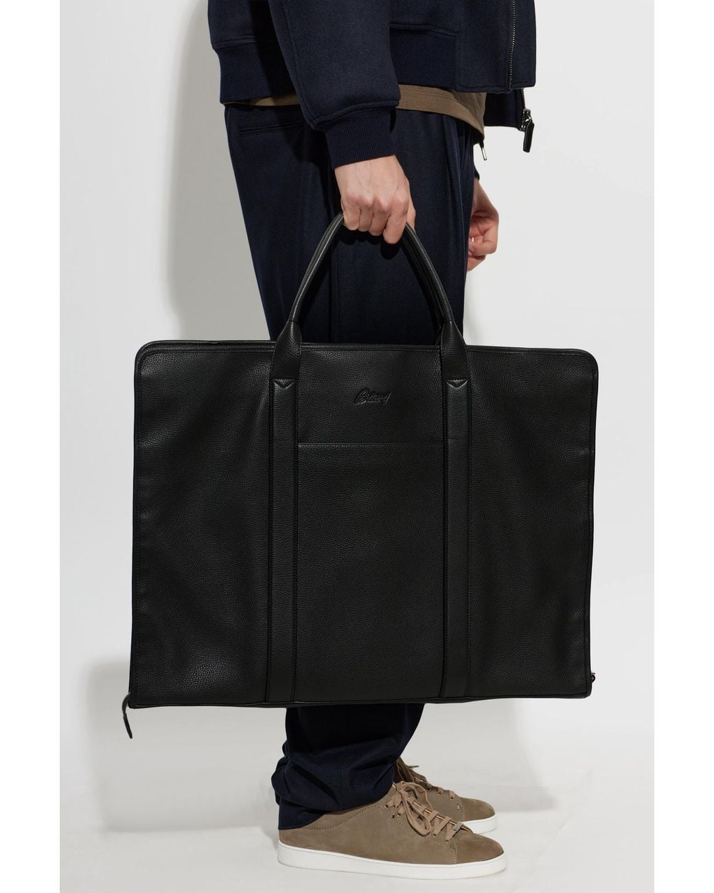 Brioni Black Leather Suit Carrier for men