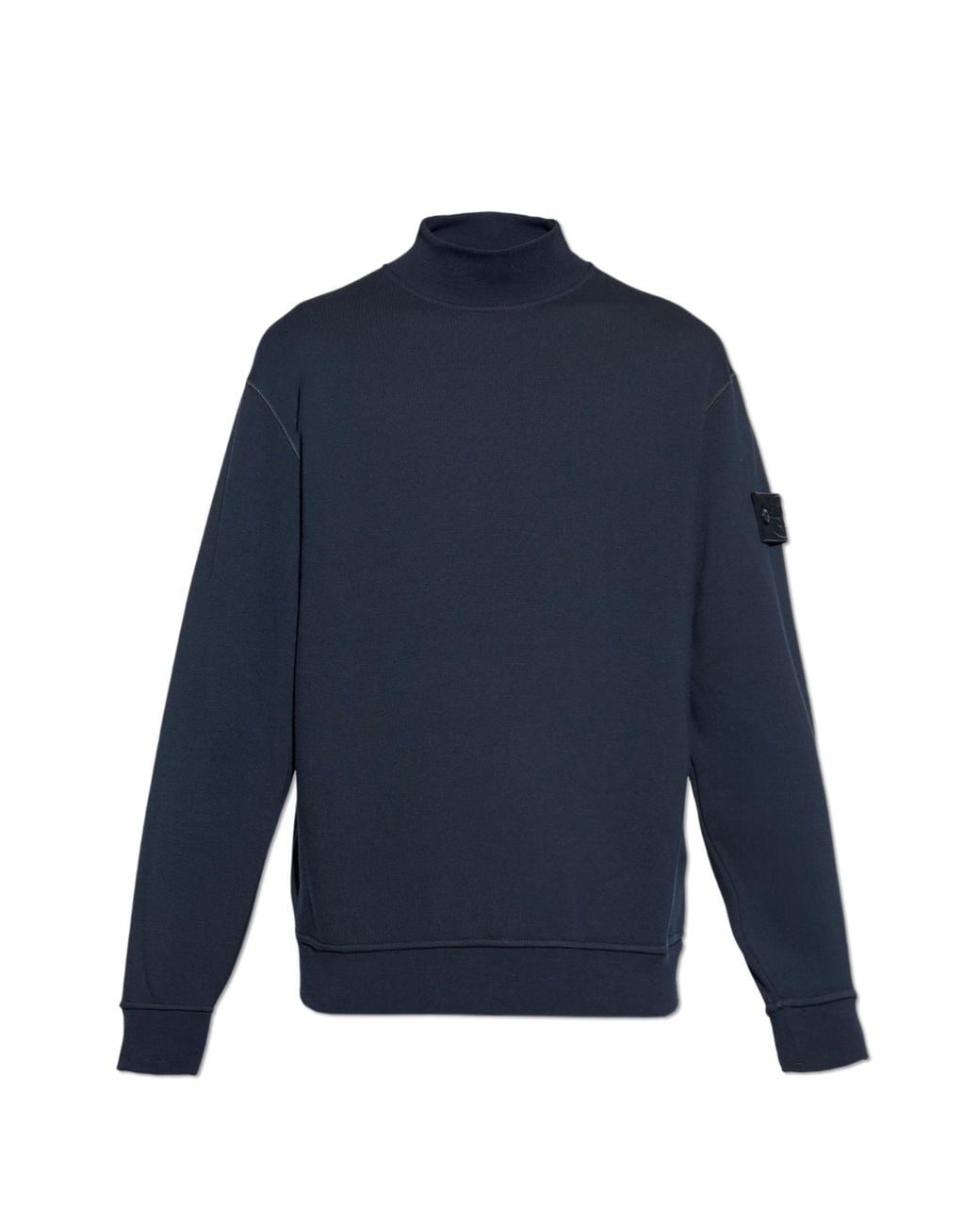 Stone Island Blue Sweatshirt With A Stand-Up Collar for men