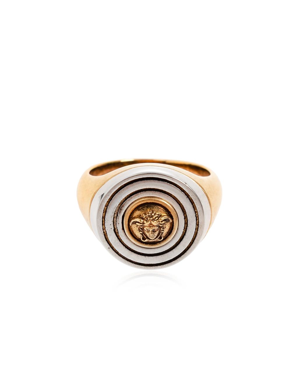 Versace White Signet Ring With Medusa Head for men