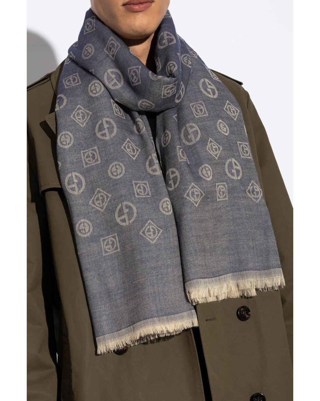 Giorgio Armani Gray Cashmere Scarf for men