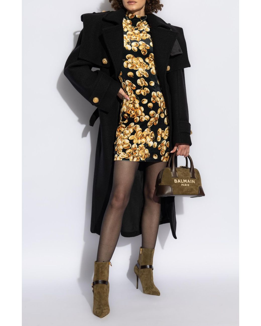 【送料&関税込】Balmain Velvet Dress With Stand-up Collar Balmain Velvet Dress With Stand-Up Collar in White | Lyst Canada