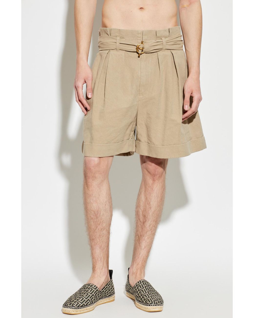 Balmain Natural Shorts With Belt for men