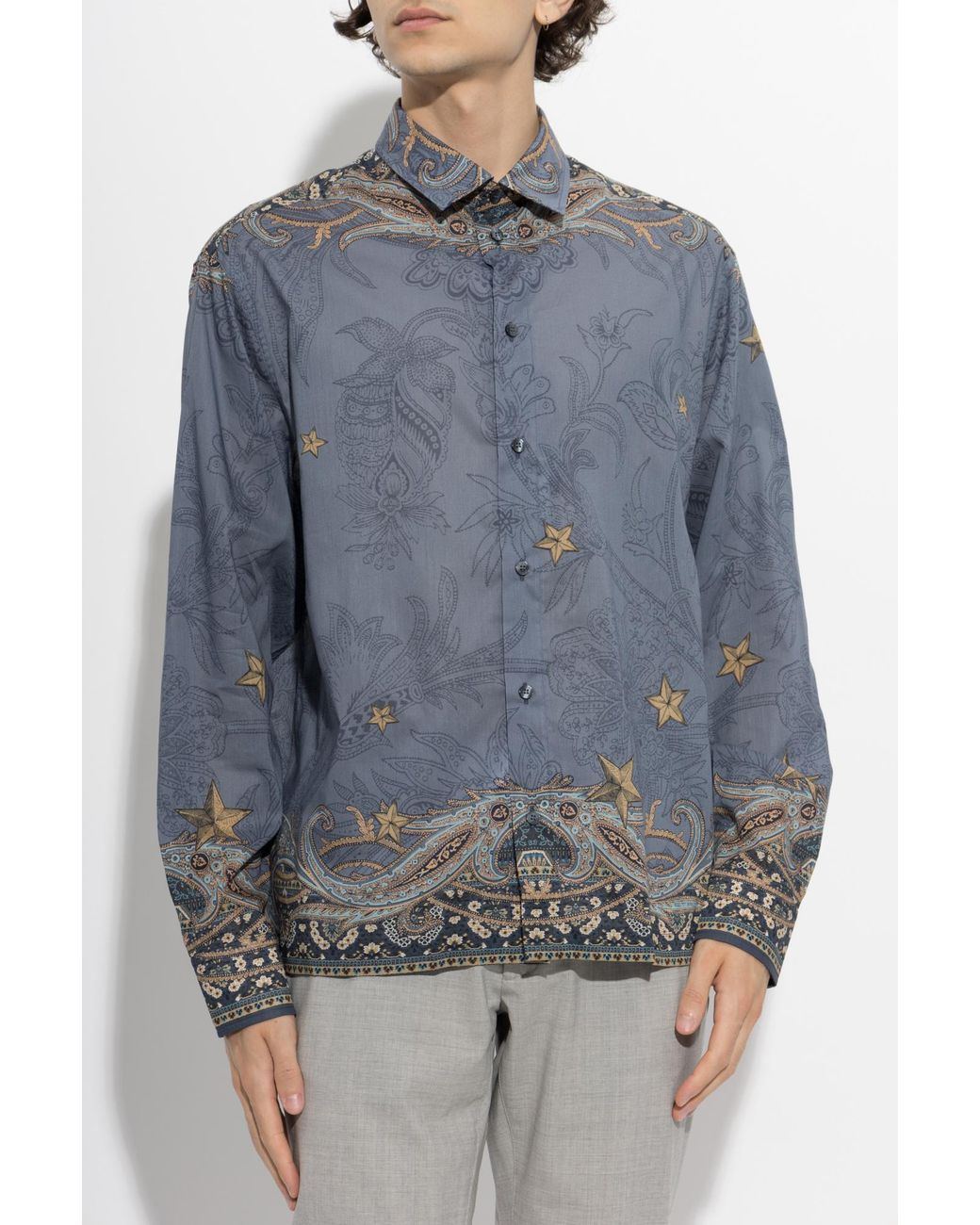 Etro Blue Patterned Shirt for men