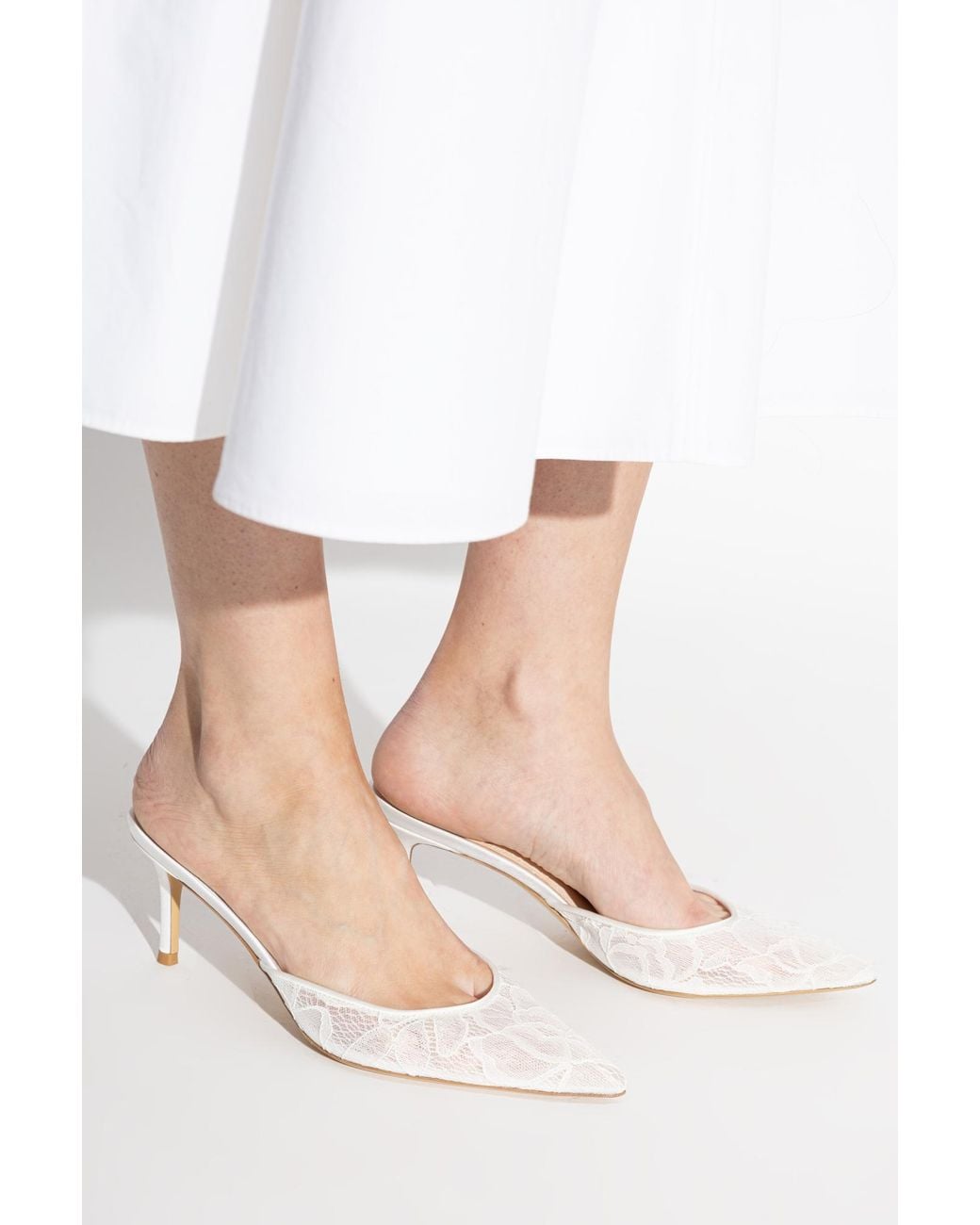 Black Suede Studio White 'Jayla70' Heeled Shoes