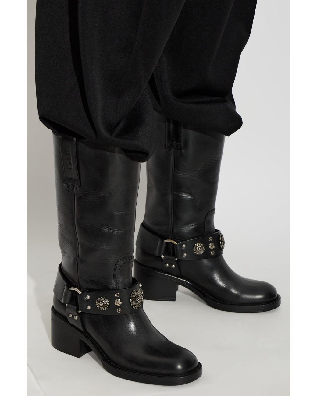 Chloé Black 'Dakota' Leather Cowboy Boots