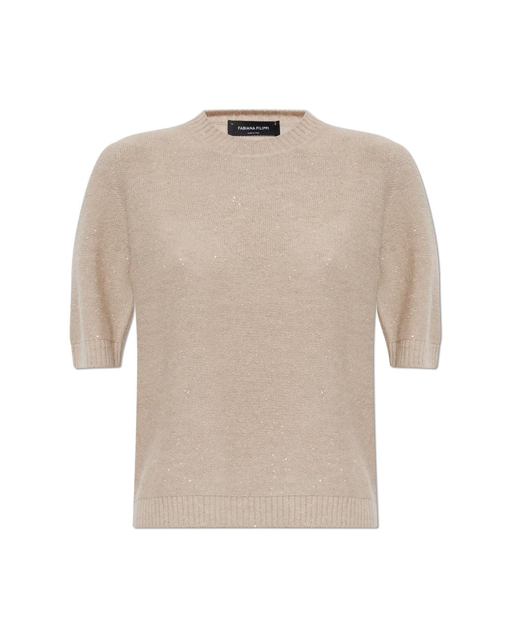 Fabiana Filippi Natural Top With Shimmering Sequins
