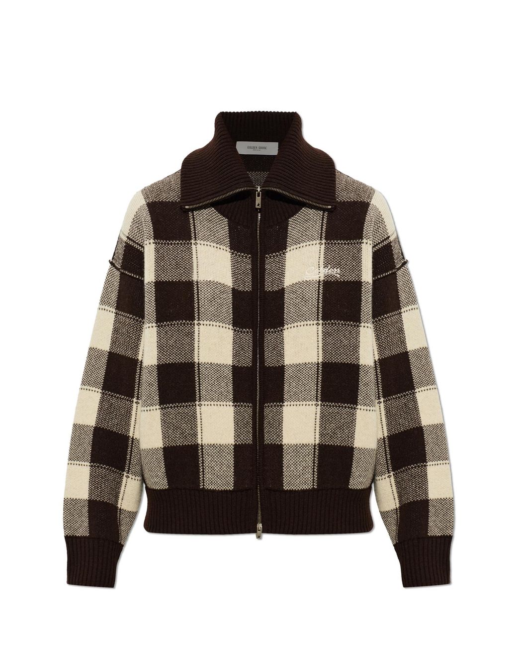 Golden Goose Deluxe Brand Brown Wool Cardigan With Turtleneck