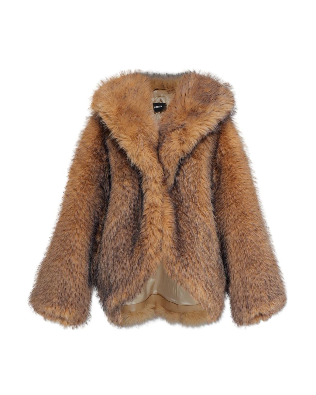 ROTATE BIRGER CHRISTENSEN Brown Oversize Faux Fur Coat