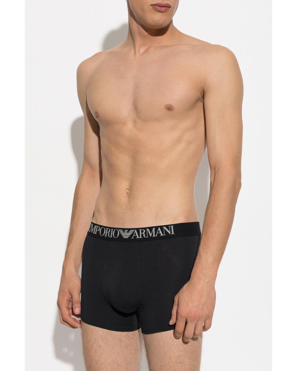 Emporio Armani Black 2-Pack Of Cotton Boxers for men
