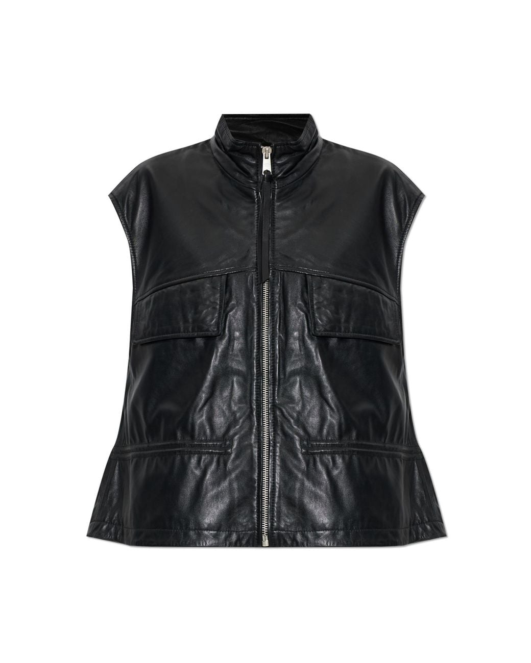 AllSaints Black Leather Vest 'Flor'
