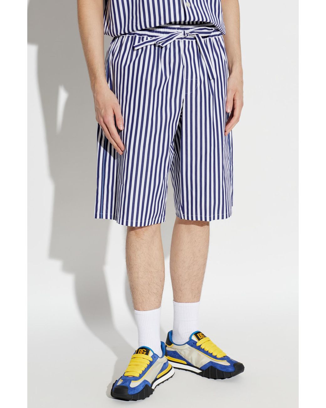 Dolce & Gabbana Blue Striped Pattern Shorts for men