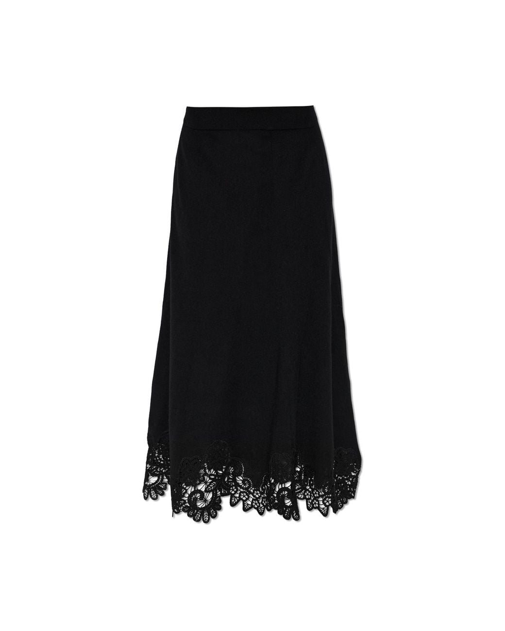 Zimmermann Black Wool Skirt With Crochet Trim