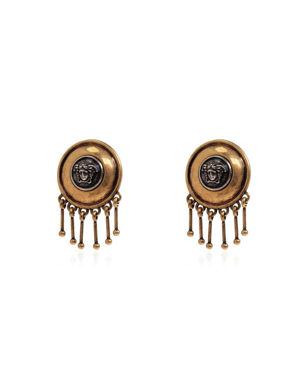 Versace Metallic Clip-On Earrings With Medusa Head