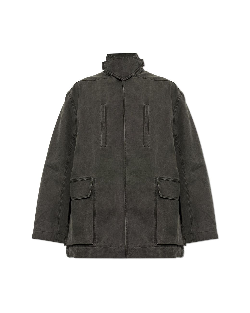 Rick Owens Gray Denim Jacket With Pockets for men