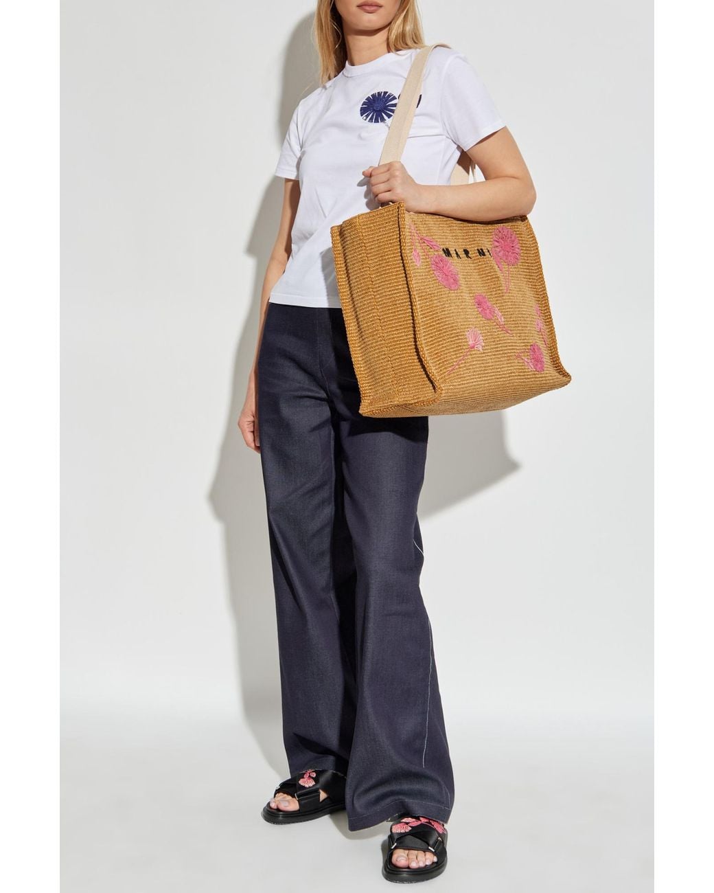 Marni Blue Trousers With Logo