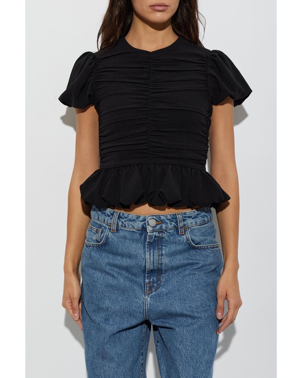 ROTATE BIRGER CHRISTENSEN Black Draped Top