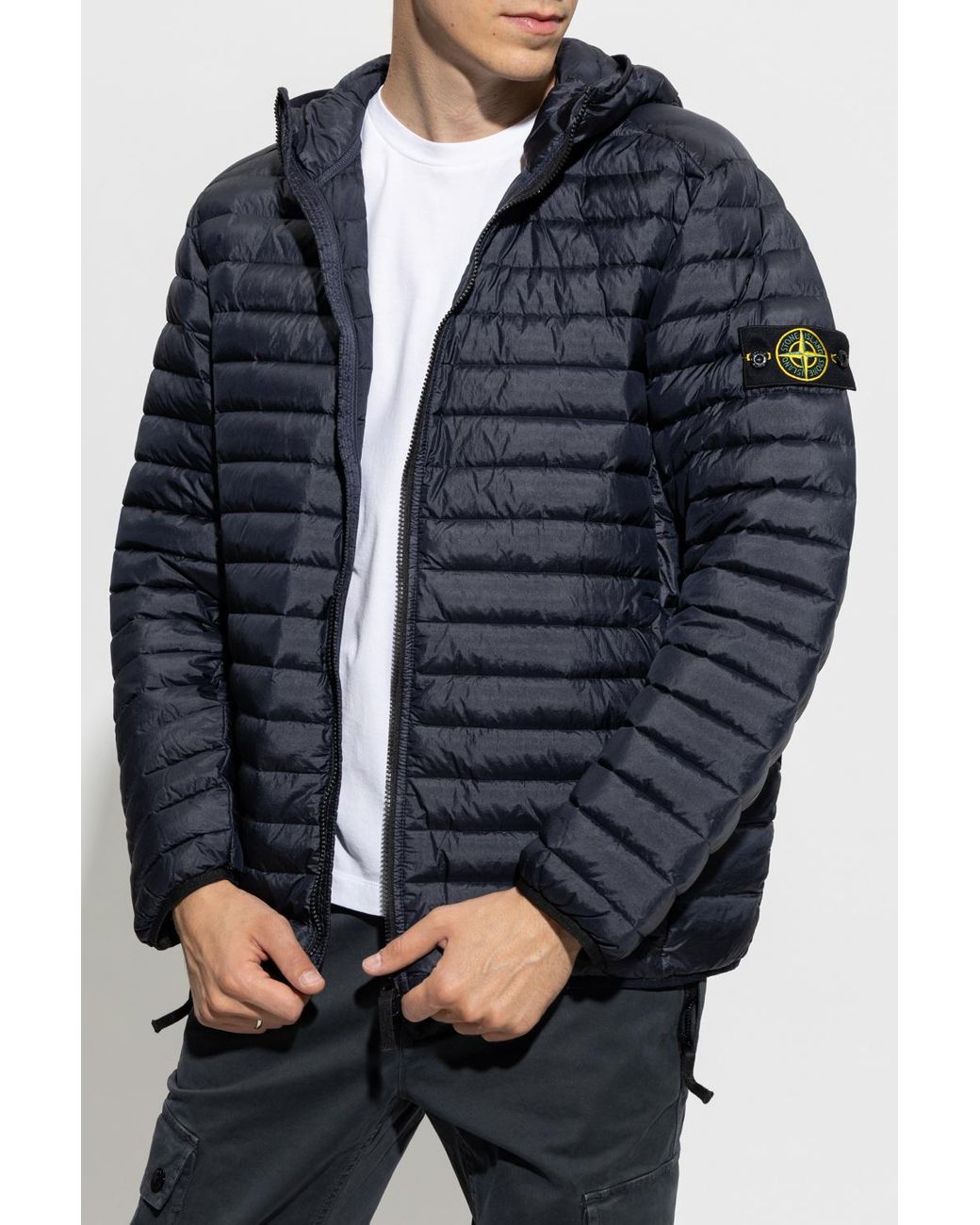 Stone Island Down Jacket in Blue for Men | Lyst UK