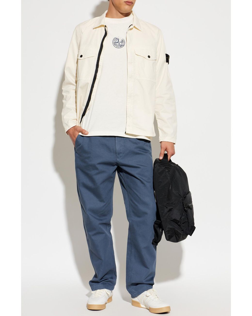 Stone Island Natural Jacket With Logo Patch for men