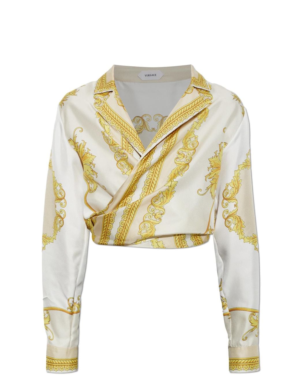 Versace Metallic Silk Shirt With Asymmetric Cut