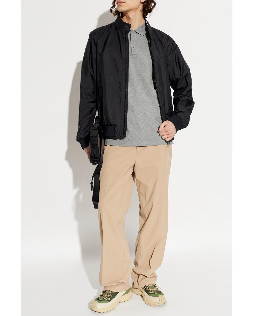 Moncler Gray Polo With Logo Patch for men