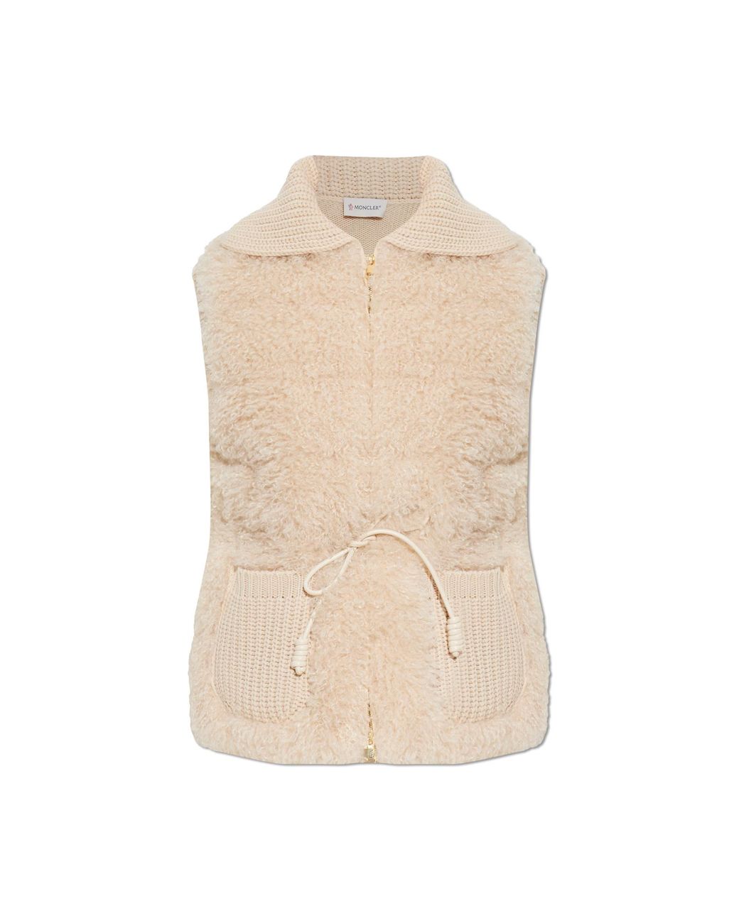 Moncler Natural Wool Vest With Hood