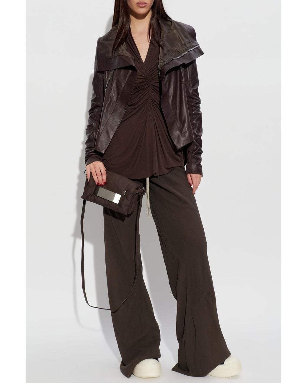 Rick Owens Brown Loose-Fit Silk Trousers