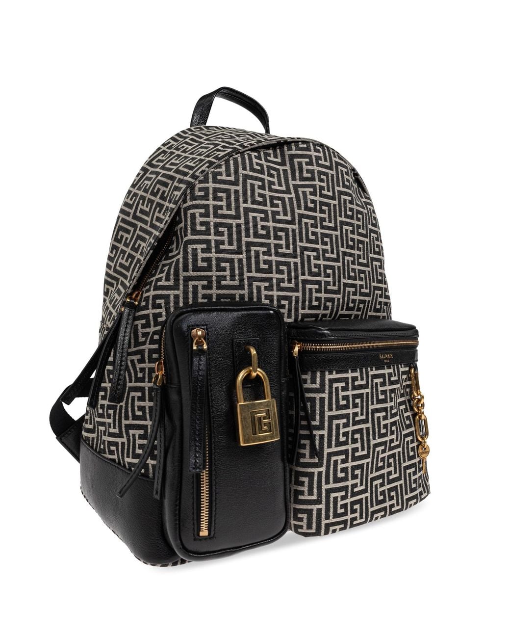 Balmain Black 'Pulse' Backpack With Monogram for men