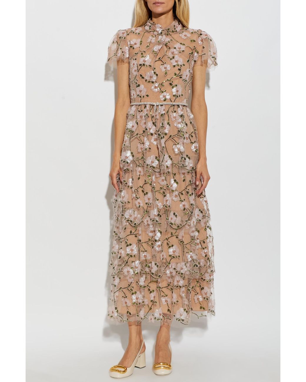 Self-Portrait Natural Sequin Dress