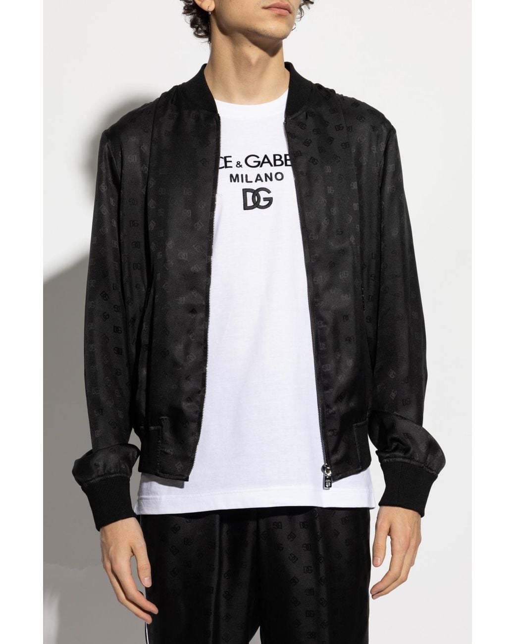 Dolce & Gabbana Black Silk Bomber Jacket for men