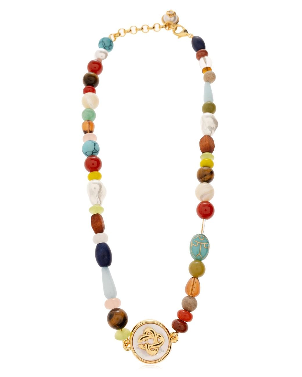 Casablanca White Short Necklace With Colorful Stones
